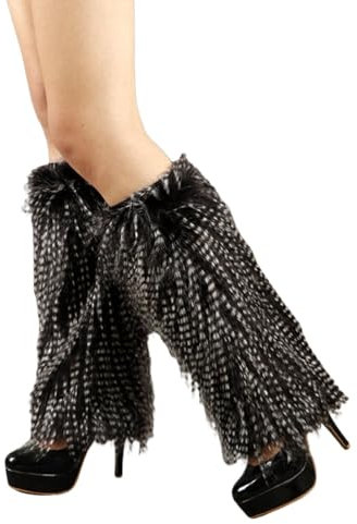 Gefomuofe Plüsch-Beinstulpen für Damen Plüsch Beinwärmer Flauschige Fell-Beinstulpen Fuzzy Fußabdeckung Beinwärmer Stulpen Legwarmers Warme Socken Stulpen Warme Abdeckung Stiefel Overknee-Socken