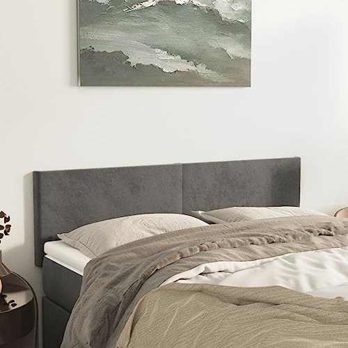 CKioict Betthaupt Wandkissen Bett Bettkopfteil Schlafzimmer Kopfteile 2 STK. Dunkelgrau 72x5x78/88 cm SamtGeeignet für Schlafzimmer, Gästezimmer, Schlafsaal