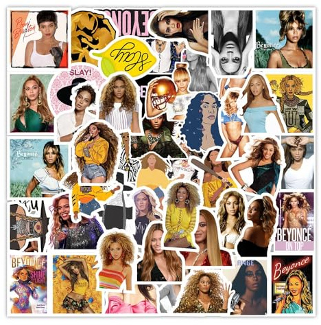 Beyonce Stickers Waterproof Stickers, Pop Singer Decal, Scrapbook Stickers, Cute Aesthetic Trendy Music Stickers for Water Bottles Book Laptop Guitar Skateboard Suitcase