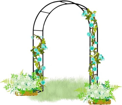 XUJIAY Rosenbogen, Garten-Torbogen Aus Metall, Pergola Rankhilfe Verzinkt Rost, Laubengang Rankgestell Mit Sockel Für Verschiedene Kletterpflanzen, Einfache Montage, 6 Größen,140x230x40CM