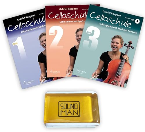 Celloschule Band 1 2 3 | Komplettset | Cellospielen mit Spaß, Violoncello | Gabriel Koeppen | ED20841 + ED20842 + ED20843 | ISBN 9783795724481 + 9783795799953 + 9783795723149 | Soundman Kolophonium