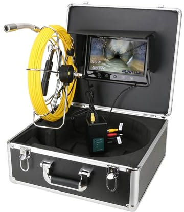 CCYENG Caméra d'inspection d'égouts de Drainage, caméra de détection de canalisations d'eaux usées avec écran de 10 Pouces avec Compteur, Endoscope de canalisations d
