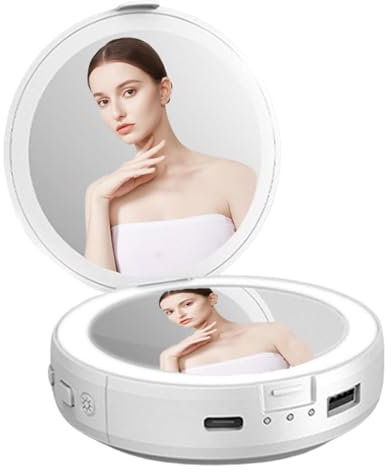 Led Travel Mirror, 4-in-1 Rechargeable Makeup Mirror with Light, Hand Warmer Power Bank - A Must-Have