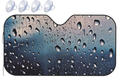 Pare-soleil pliable pour pare-brise de voiture - Pare-soleil pour fenêtre avant de voiture - Gouttes de pluie sur verre - Bloque la housse de pare-brise - Accessoires universels de véhicule - Taille S
