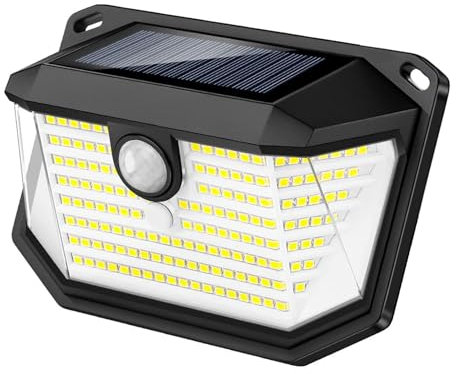 Feelcrag Outdoor Solar Wall Lights Super Bright 178 LEDs Motion Sensor IP65 Solar Powered Lights With 270° Wide Angle/3 Modes For Yard, Garage, Front Door, Fence, Shed (1 Pack)
