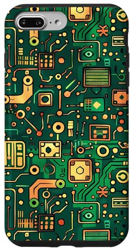Coque pour iPhone 7 Plus/8 Plus Geeky Green Circuit Board Pattern - Unique Carte Mère Art