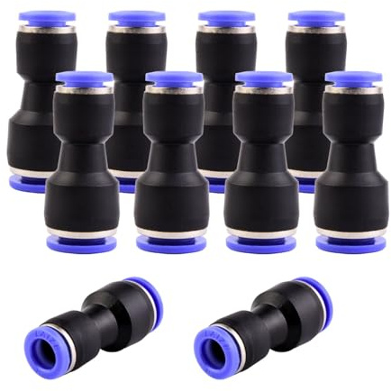 ANGEEK 10 stycken pneumatiska beslag 10 mm till 8 mm pneumatiska reducerare push in snabbkoppling snabbkopplingar för anslutning till luft och vatten