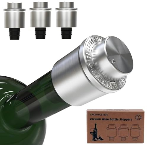 Wine Stoppers Vacuum for Wine Bottles - 3-Pack Stainless Steel Wine Vacuum Pump with Date Markers, Reusable, Leak-Proof Wine Corks, Perfect Gifts for Wine Lovers & Bar Accessories