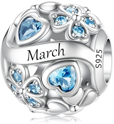 LNQOBU Breloque de pierre de Naissance pour Pandora Bracelet,perle de Charme de coeur D'amour en Argent Sterling 925, Pendentif en forme de Coeur D'amour pour les Femmes