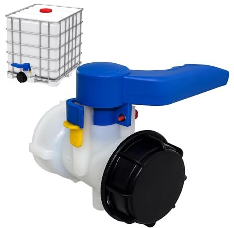 Golgner IBC Container Klappenhahn DN40 62mm, IBC Adapter Kugelhahn, IBC Tank Adapter Auslass Regelventil, IBC Tank Zubehör Tank Ablasshahn, IBC Absperrhahn Auslaufhahn, für Wassertank