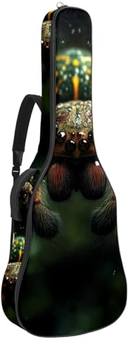 KengjuTesu 43 Zoll Akustikgitarre Softcase mit Rucksackgurt und 2 Taschen Grüne Spinne, Keine Polsterung Rucksack Wasserdicht Oxford Tuch Bassgitarre Gigbag für Konzertgitarre, Mehrfarbig 1