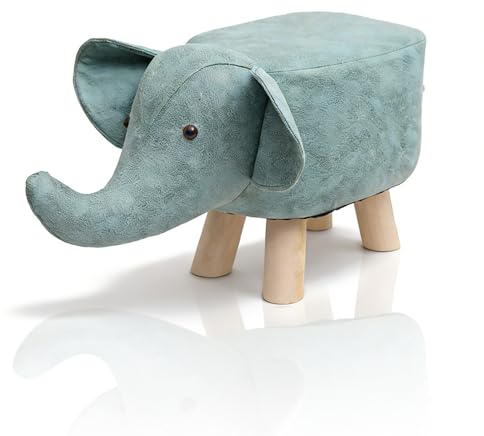 HERCHR Banc d'éléphant sur Tabouret d'animaux, Pas de Pied Animal Mignon, tabourets Animaux, Dessin Animal Mignon Banc d'animal pour Chambre à Coucher, Salon ou entrée (Vert)