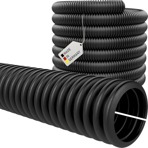 Wellrohr Kabelschutzrohr UV-beständig - Flexibler Wellschlauch Elektro Leerrohr Isolierrohr für Kabelschutz & Marderschutz (geschlitzt (offen), NW 22 | 30 m)