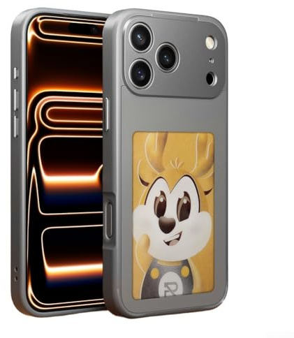 Upgraded 4 Colors Screen Smart Phone Case For IPhone 17/16 Pro Max Smart Photo Rear Projection Customiza Phone Case NFC Transmission(16 for PROMAX Gray)