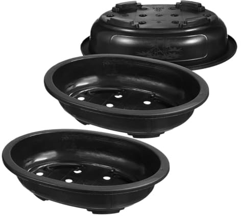Yardenfun Set da 3 Vasi Ovali per Bonsai in Plastica Extra Large, Vaso da Fiori da Giardino e Interno con Foro Drenaggio, Fioriera Leggera e Resistente per Balcone e Vivaio
