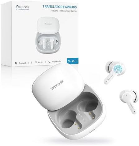 Wooask M3 AI Kopfhörer Übersetzer, 3-in-1 Echtzeit Sprachübersetzer Kopfhörer mit 144 Sprachen, 48H Bluetooth 5.4 Kopfhörer Offline, 5 Übersetzungsmodi Ideal für Reisen Learning (Weiß)