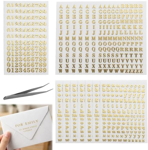 LgCiXli Wachsbuchstaben für Kerzen & DIY | Elegante Goldene Klebebuchstaben für Tauf- & Hochzeitskerzen | 18 Blatt Set inkl. Zahlen & Präzisions-Pinzette für Bastelprojekte