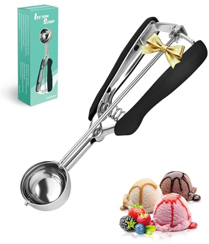 SPEENSUN Eisportionierer mit Auslöser (21x4cm), Edelstahl, Schwarz | Ideal für Eis, Melonenkugeln, Keksteig & Püree. Ergonomischer Auslöser für müheloses Formen. Rostfrei & spülmaschinenfest.