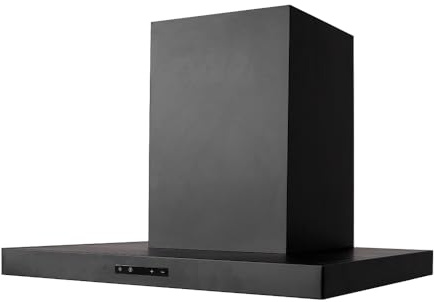 VLANO Block Dunstabzugshaube LEVEL Black, Edelstahl, Mattschwarz, Sensorsteuerung, 4 Leistungsstufen LED-Beleuchtung, 60 cm, 70cm, 90 cm, flache Wandhaube, Fernbedienung, Nachlaufautomatik (60 cm)