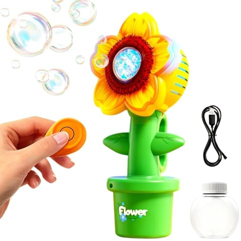 Automatisk Maskin För Såpbubblor 3 Lägen Solrosdesign Med | Maskin för Bubbelblåsning Passar för Skola, Park, Trädgård, , Picknick, Utomhusbruk och Gräsmark