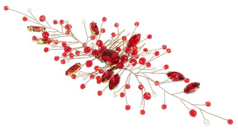 WHAMVOX Kristall Haarschmuck Haarkamm Rot Zinklegierung 6.69X2.76 Für Braut und Hochzeit Tanz Frauen Mädchen