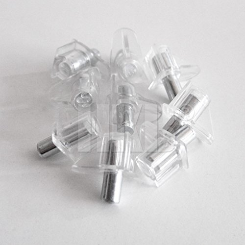 8 x HKB ® Safety- Bodenträger, Kunststoff transparent mit Stahlstift Ø=5mm, Hersteller Hettich, Artikelnr. 20086