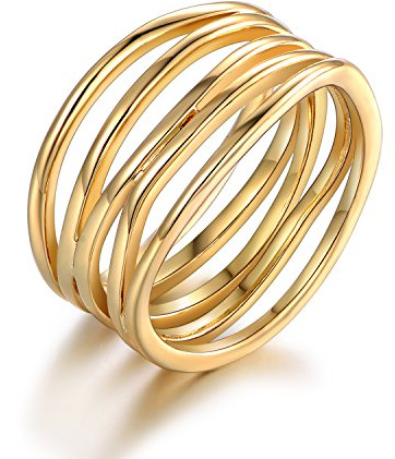 Barzel 18K Gold Plated Statement Ring For Women - (Gold, 10)