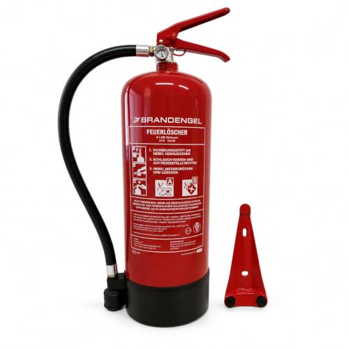 Brandengel® 6 L AB-Schaum-Feuerlöscher, Werksneu geprüft – 1 Stück | Werksneu BSI-Zertifiziert nach DIN EN 3-7 & ÖNORM EN 3-7 für Haus, Garage, Werkstatt & Unternehmen