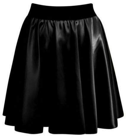 BODYWEAR LTD Womens PU High Waist Skater Skirt - Office/Casual/Party/Club Wear (Black, UK Size 10 - S/M)
