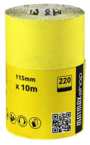 MatMax Pack of KLINGSPOR (Germany) 115mm x 10m Aluminium Oxide Sandpaper Roll + Gift (Grit, 220)