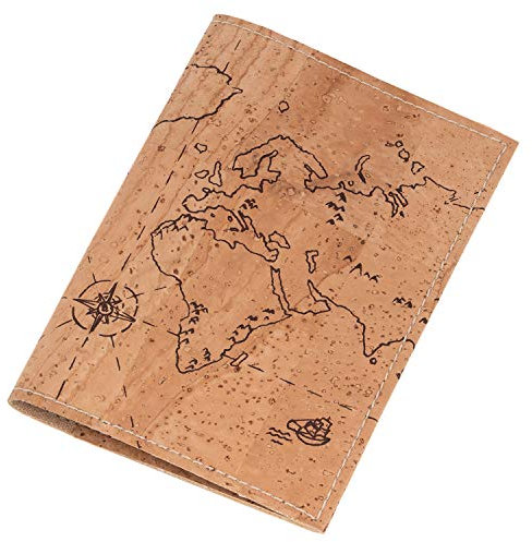 Simaru Kork Reisepasshülle – Wasserabweisend & Vegan – Nachhaltige Beige Pass Schutzhülle mit Einzigartigem Weltkarten-Design