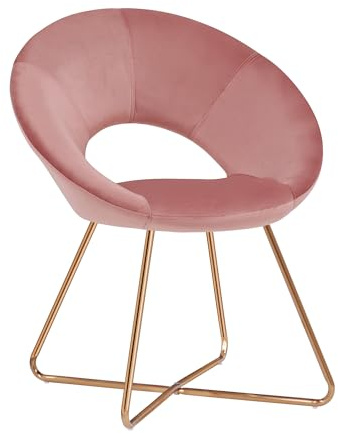 Duhome Esszimmerstuhl Schminktisch Stuhl Wohnzimmerstuhl Samt Sessel Küchenstuhl Polsterstuhl mit Gold Metallbeine, Rosa