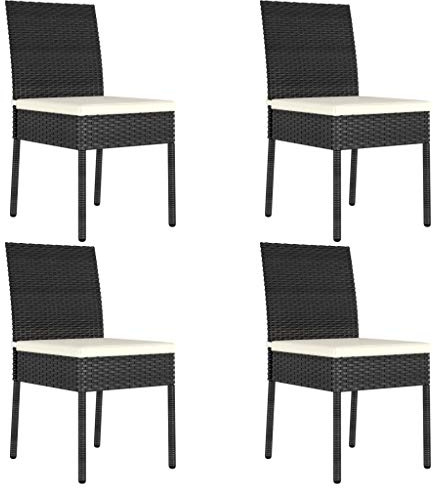 vidaXL 4X Garten Essstuhl Gartenstuhl Gartenmöbel Stuhl Rattanstühle Stühle Gartenstühle Rattanstuhl Balkonstuhl Poly Rattan Schwarz