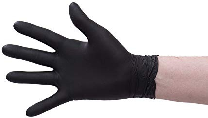 MW Nitril-Handschuhe 100 Stück in Spender-Box - puderfrei, nicht steril, beidseitig tragbar - Schwarz (S)