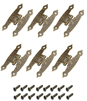 Ncheli Antike Scharniere, Bronze, Retro, 6 Stück | Dekorativ, Für Schrank, Schranktüren, Kästen, Boxen