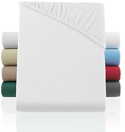 BaSaTex Biber Flanell Winter Spannbettlaken, 140x200 cm, Weiss | 100% Baumwolle, Made in Green Zertifiziert, Flauschig und Warm, Rundumgummi