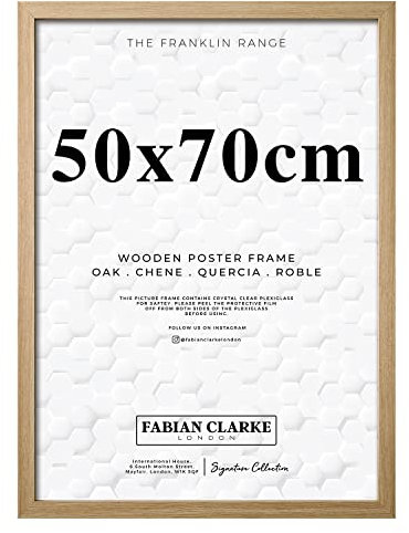 Fabian Clarke London® Large 50x70cm Modern Oak Wooden Picture Photo Frame Ideal for Prints and Posters Hang Portrait or Landscape