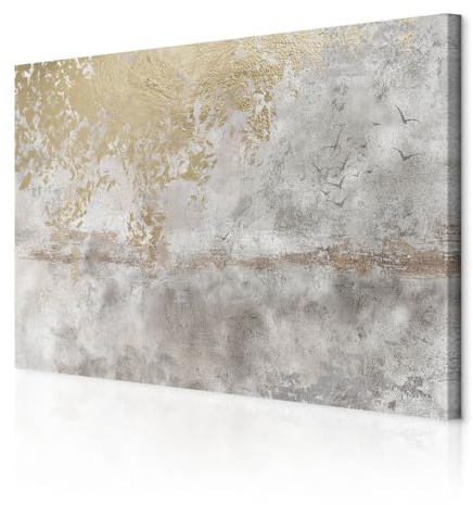 decomonkey Wandbilder Abstrakt 120x80 cm 1 Teilig Leinwandbilder Kunstdruck | Strukturleinwand, Holzkeilrahmen, Bild auf Leinwand, Wanddeko, Wohnzimmer, Wanddekoration, Modern, Kunst, beige
