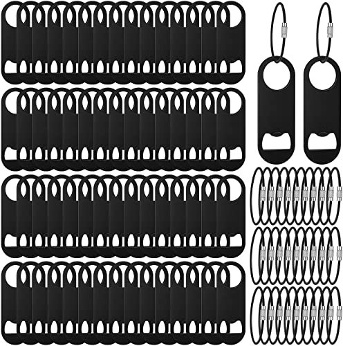 Dingion 60-Piece Stainless Steel Beer Bottle Opener Set with Keychain, Black