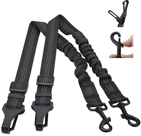 Cintura Sicurezza Cani, Cintura Cane Auto 3 in 1 Multifunzione Cintura Cane Auto, Guinzaglio per Cani Auto Cablaggio Elastico di Sicurezza Riflettente Regolabile Nera Adatto a Tutti i Cani e Auto