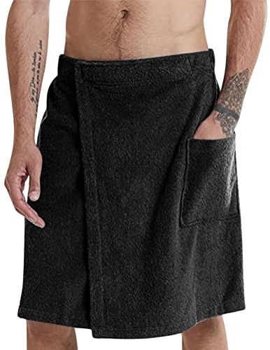Oanviso Badetücher für Herren Badetuchrock mit Klettverschluss Badetuch Saunaraum Handtuch Flanell Badetuch Rock mit Taschen und Gummizug Ohne Stickerei für Männer Duschraum Sauna
