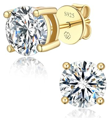 MomentWish Moissanite Ohrringe Gold 585 Ohrstecker Rosegold mit Stein | 0,6/1/2/3 Karat Ohrstecker Gold Diamant Echtes Silber Hypoallergen Schmuck Damen Geschenk für Frauen Freundin 4-7,5 mm