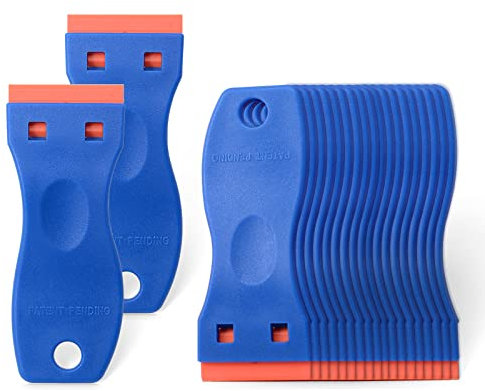 FOSHIO 20PCS Blue Plastic Razor Blade Scraper Tool for Gasket Remover, Sticker Remover, Labels Decal and Adhesive Remover for Windows and Glass