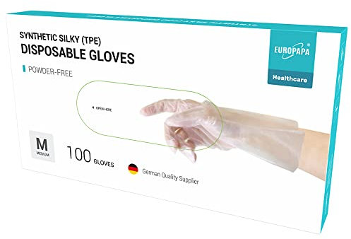 EUROPAPA® 100, 200, 300, 450 Stk Vorteilspack TPE transparenz und blau Einweghandschuhe in Box Einmalhandschuhe latexfrei Gummihandschuhe puderfrei Handschuhe in Gr. S,M,L,XL (Tansparenz-100, M)