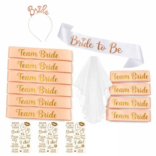 AuFiiy Addio al Nubilato Gadget, Accessori per la Sposa in Attesa e Il Set di Fasce del Team, 16 Pezzi