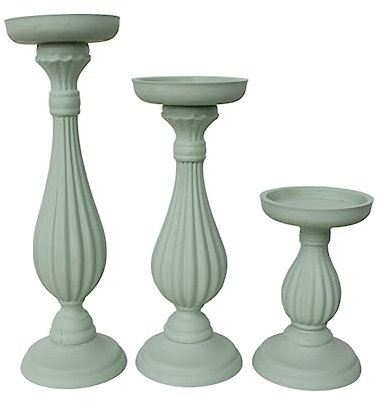 HEXEH Kerzenhalterhalter Set Holz Kandelaber Kreativer Kerzenständer Kerzenhalter Blumensäule Ständer Tisch Desktop Dekoration Hochzeitsdekoration Kandelaber (Color : Groen, Size : Set)