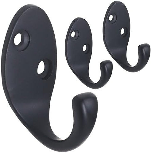 RICOO 3 x Garderobenhaken Schwarz Kleiderhaken Wand MH014-B3 Haken zum Einhängen Metallhaken Wandgarderobe Bademantel- & handtuchhaken zum Bohren Badhaken Badezimmerhaken Jakenhaken