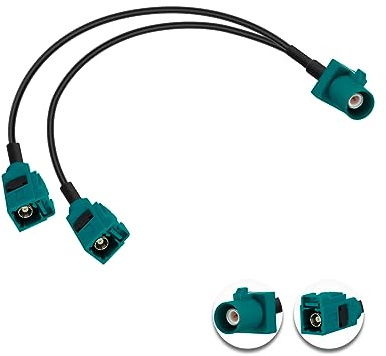 Vecys Fakra Z Splitterkabel Fakra Z Stecker auf Zwei Buchsen RF Koaxialkabel 3 Wege Splitter Y-Typ RG174 30CM/12In für Kfz Antennen GPS LTE 5G Geräte