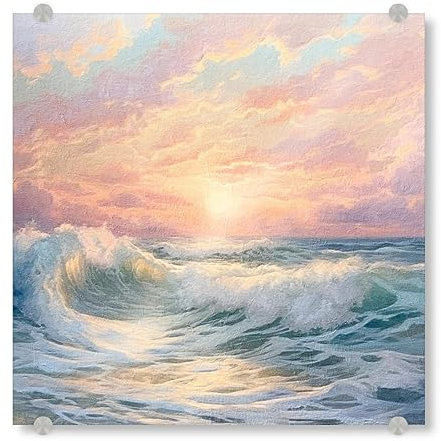 artboxONE Acrylglasbild 40x40 cm Reise/Strand und Meer Ozean Sonnenaufgang F - Bild Strand Meer Schaum