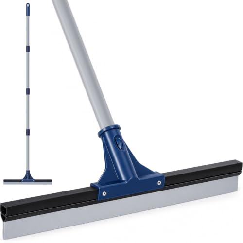 DSV Standard Floor Squeegee for Concrete Floor, 17.5 Large Floor Squeegee Broom for Floor, Heavy Duty Floor Squeegee for Tile Floor with 62 Handle for Garage, Deck, Bathroom, Window, Glass